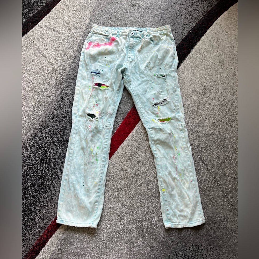 Kloud 9 Paint Splattered Distressed Jeans